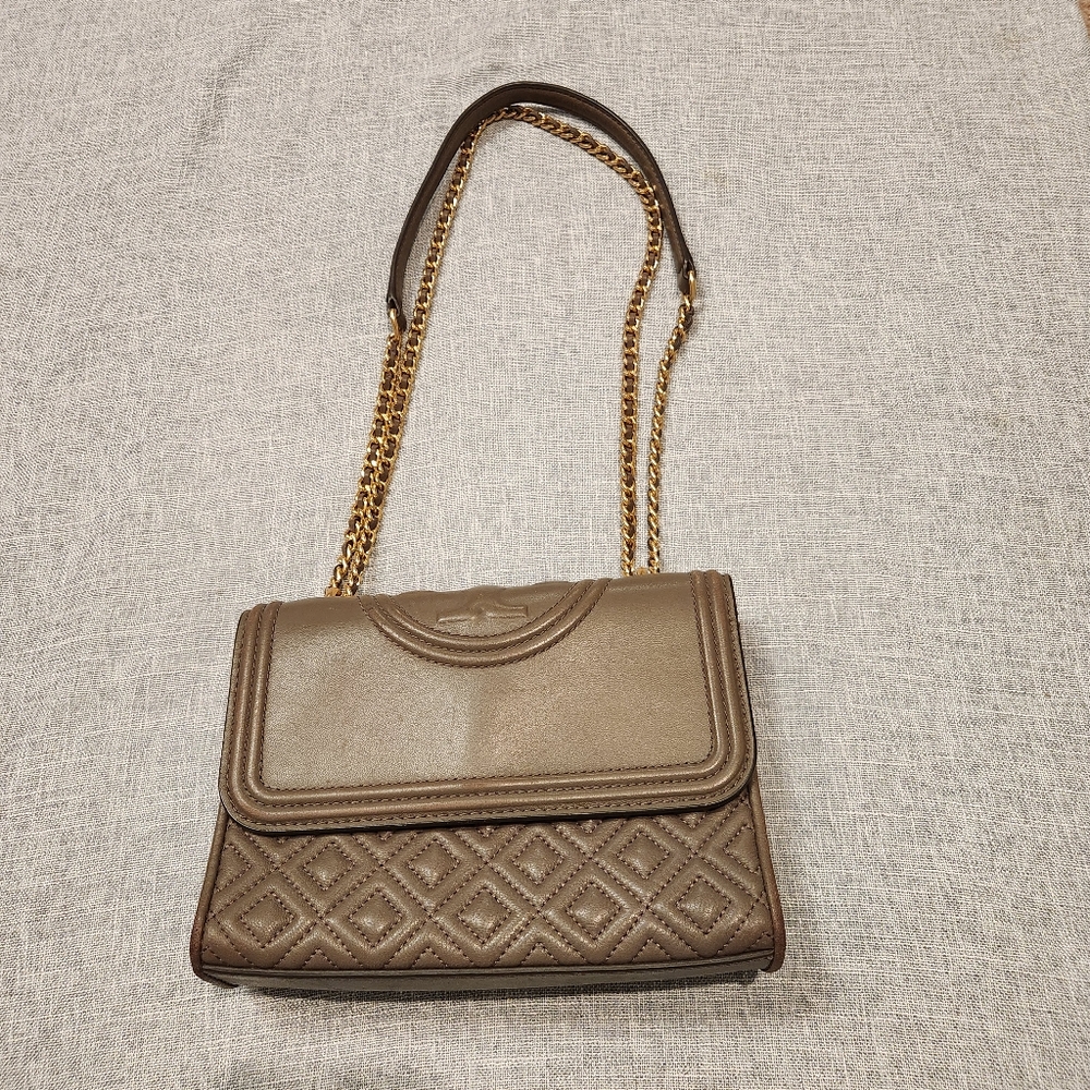 Tory Burch Brown Quilted Shoulder Bag